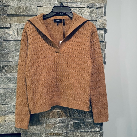 NWT！Theory Wool/Cashmere Cable Knit Sweater, Beige Canvas,Size P/XS - Picture 1 of 2
